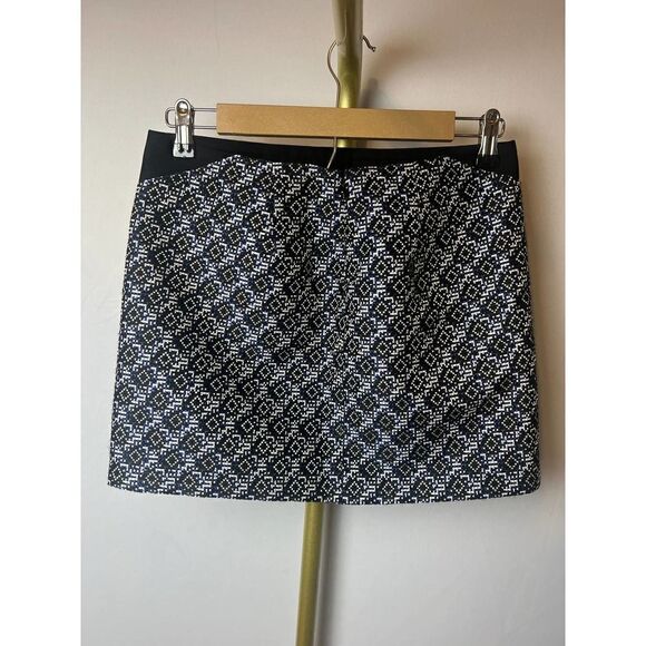 Maje Black Blue White Embroidered Mini Skirt Sz. 36 (US Small) - Picture 4 of 7